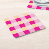 Gingham Pattern Kartonnen Onderzetters (Schuin)