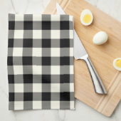 Gingham Pattern Kitchen Towel in Black and White Theedoek (Quarter Fold)