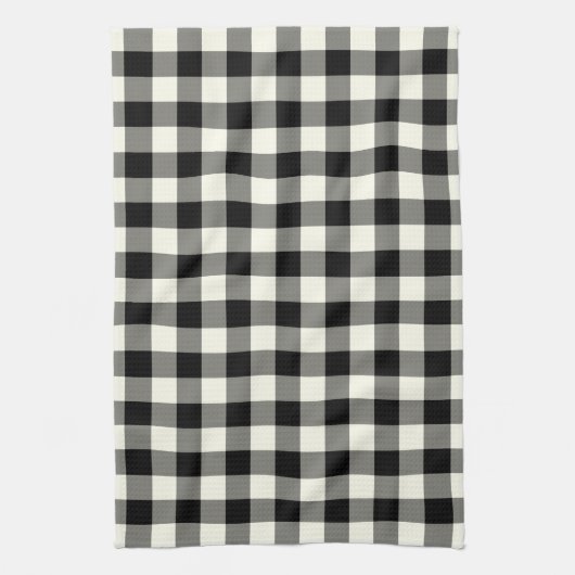 Gingham Pattern Kitchen Towel in Black and White Theedoek (Verticaal)