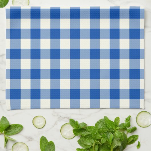 Gingham Pattern Kitchen Towel in Cobalt Blue Theedoek (Gevouwen)