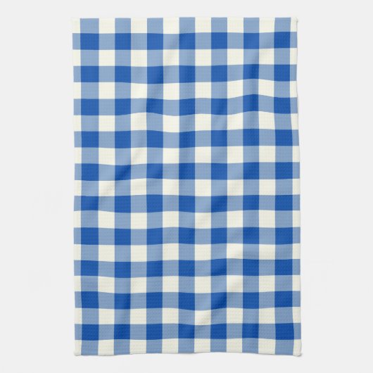 Gingham Pattern Kitchen Towel in Cobalt Blue Theedoek (Verticaal)