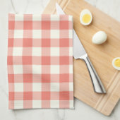 Gingham Pattern Kitchen Towel in Coral Theedoek (Quarter Fold)
