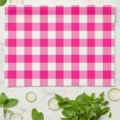 Gingham Pattern Kitchen Towel in Hot Pink Theedoek (Gevouwen)