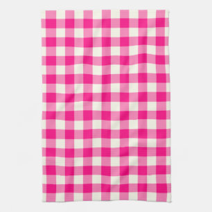Gingham Pattern Kitchen Towel in Hot Pink Theedoek