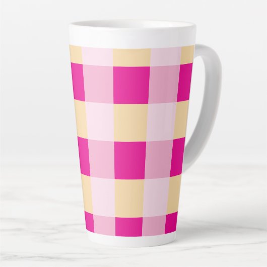 Gingham Pattern Latte Mok (Rechterhoek)
