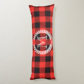 Gingham Pattern Monogram Lichaamskussen (Achterkant (Verticaal))