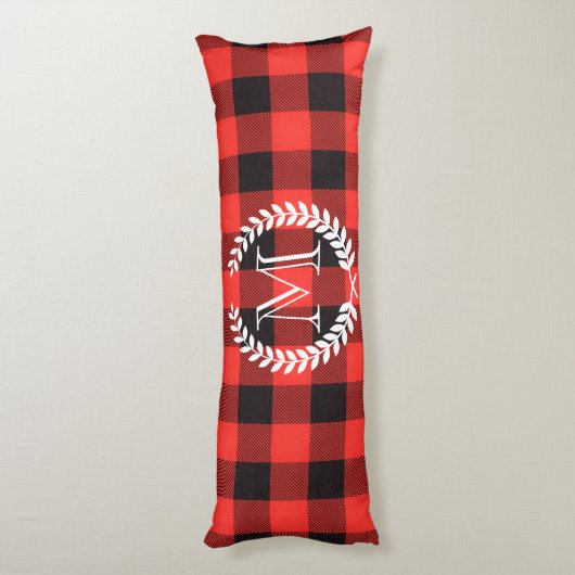 Gingham Pattern Monogram Lichaamskussen (Achterkant (Verticaal))
