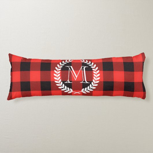 Gingham Pattern Monogram Lichaamskussen (Voorkant)