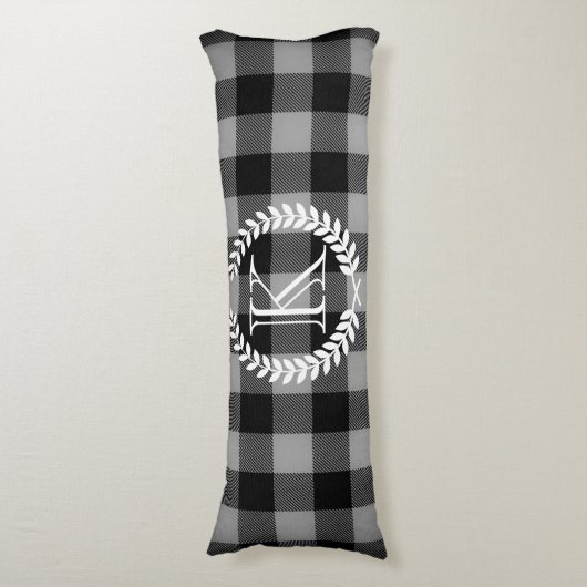 Gingham Pattern Monogram Lichaamskussen (Voorkant Verticaal)