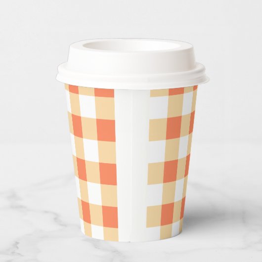 Gingham Pattern Papieren Bekers (Rechts)