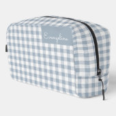 Gingham Pattern Plaid Preppy Check Blue White Name Toilettasje (Rechterhoek)