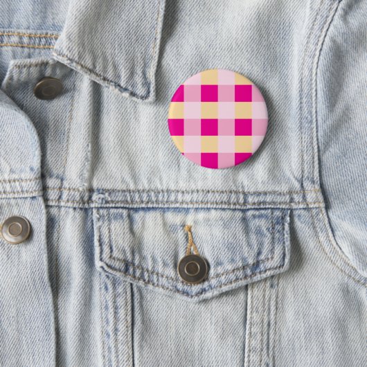 Gingham Pattern Ronde Button 5,7 Cm (In situ)