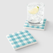 Gingham Pattern Stenen Onderzetter (Zijkant)