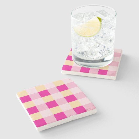 Gingham Pattern Stenen Onderzetter (Zijkant)