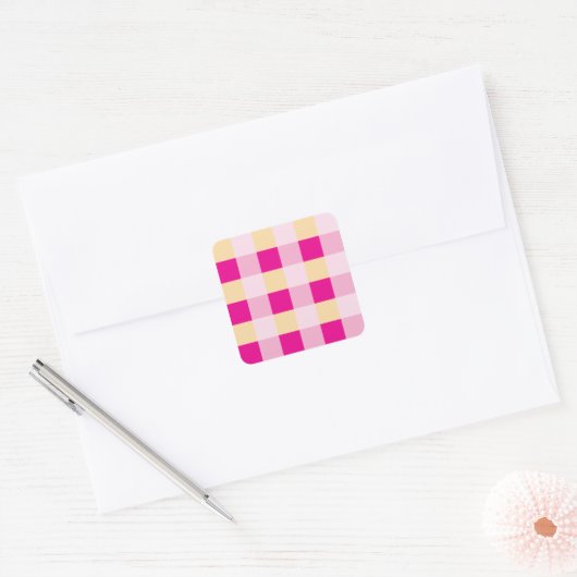 Gingham Pattern Vierkante Sticker (Envelop)