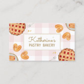 Gingham Pattern Waterverf banketbakker Visitekaartje (Voorkant)