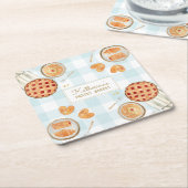 Gingham Pattern Waterverf gebak bakken Bakkerij Kartonnen Onderzetters (Schuin)