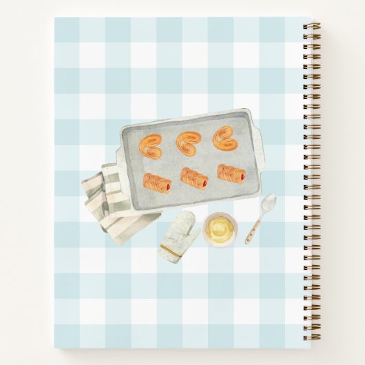 Gingham Pattern Waterverf gebak bakrecept Notitieboek (Achterkant)