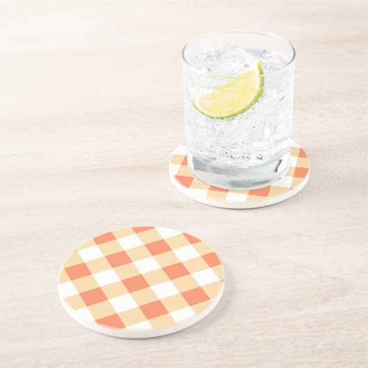 Gingham Pattern Zandsteen Onderzetter (Zijkant)