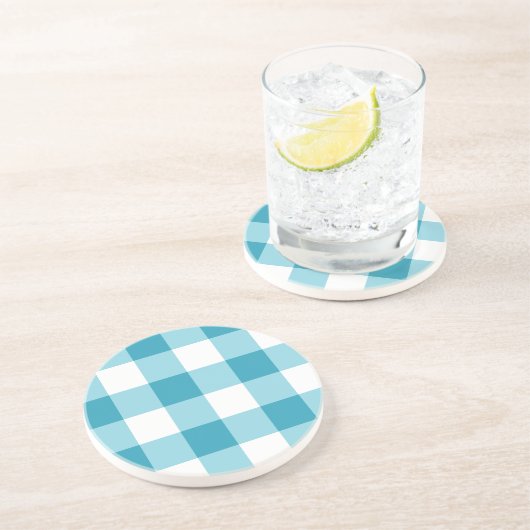 Gingham Pattern Zandsteen Onderzetter (Zijkant)