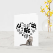 Gingham Pawprint Heart for Loss of Pet Cat Kaart (Gele Bloem)