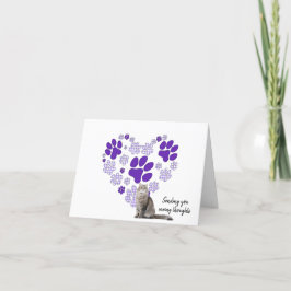 Gingham Pawprint Heart for Loss of Pet Cat Kaart