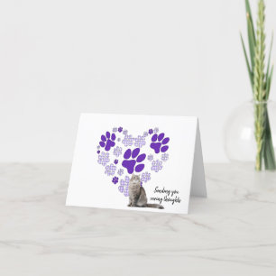Gingham Pawprint Heart for Loss of Pet Cat Kaart