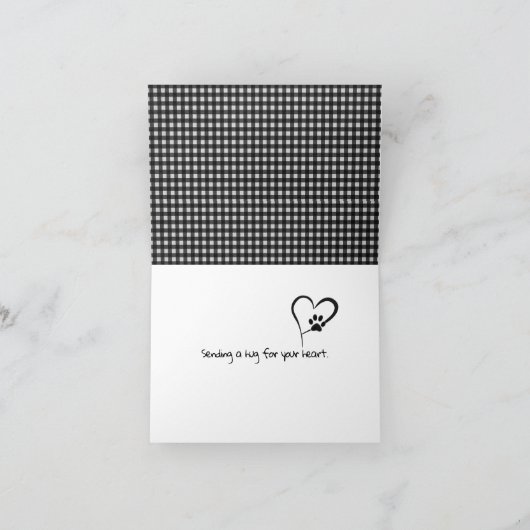 Gingham Pawprint Heart for Loss of Pet Cat Kaart (Binnen)