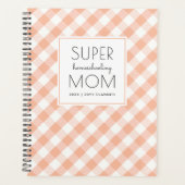 Gingham Peach en White Super Homeschool mama Planner (Voorkant)