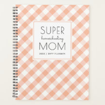 Gingham Peach en White Super Homeschool mama