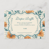 Gingham Peach Floral Diapper Raffle Informatiekaartje (Voorkant)