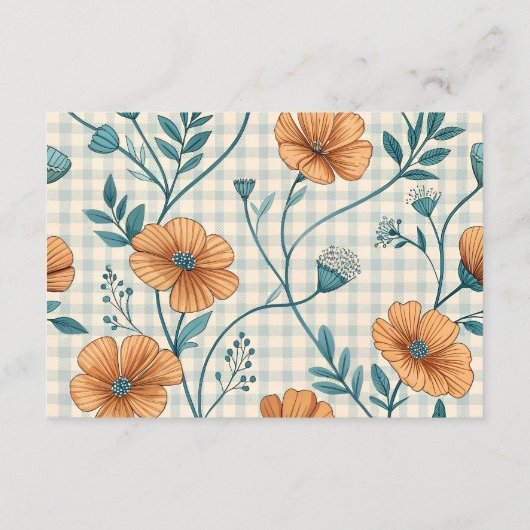 Gingham Peach Floral Diapper Raffle Informatiekaartje (Achterkant)