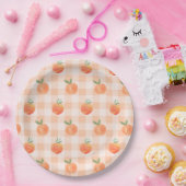 Gingham Peach Paper Plates Papieren Bordje (Feest)
