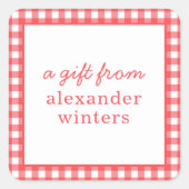 Gingham Personalized Gift Stickers (Voorkant)