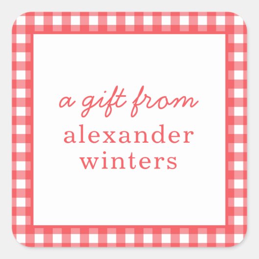 Gingham Personalized Gift Stickers (Voorkant)