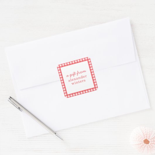 Gingham Personalized Gift Stickers (Envelop)