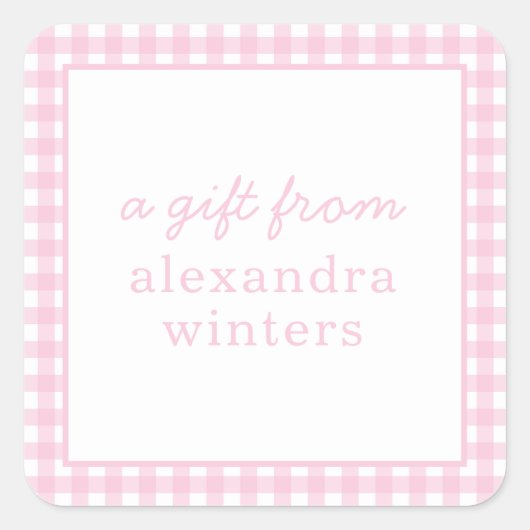 Gingham Personalized Gift Stickers (Voorkant)