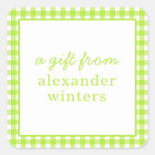 Gingham Personalized Gift Stickers (Voorkant)