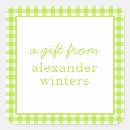 Gingham Personalized Gift Stickers (Voorkant)
