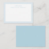 Gingham persoonlijk kinderblauw notitiekaartje (Voorkant / Achterkant)