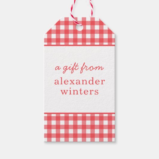 Gingham Persoonlijke Gift-Labels Cadeaulabel (Voorkant)