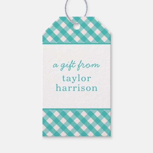 Gingham Persoonlijke Gift-Labels Cadeaulabel (Voorkant)