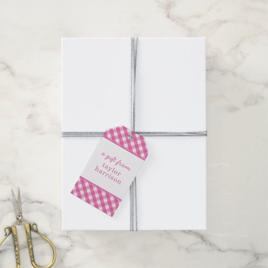Gingham Persoonlijke Gift-Labels Cadeaulabel (Met Touw)