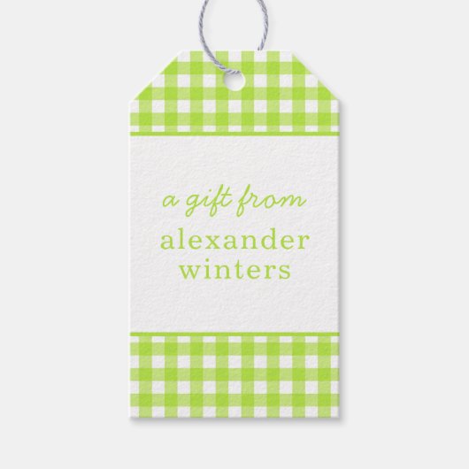 Gingham Persoonlijke Gift-Labels Cadeaulabel (Voorkant)