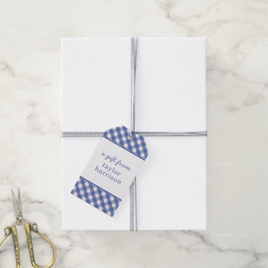 Gingham Persoonlijke Gift-Labels Cadeaulabel (Met Touw)