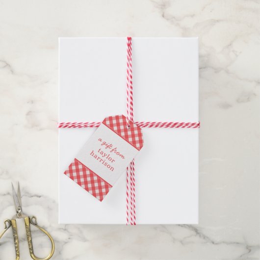 Gingham Persoonlijke Gift-Labels Cadeaulabel (Met Touw)