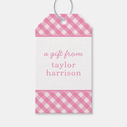 Gingham Persoonlijke Gift-Labels Cadeaulabel (Voorkant)