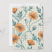 Gingham Perzik Bloemen Baby Shower Kaart (Achterkant)