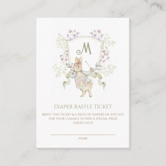 Gingham Peter de Konijn Baby shower Luier Raffle Informatiekaartje (Voorkant)