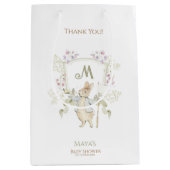 Gingham Peter de Konijn Monogram Baby shower Medium Cadeauzakje (Voorkant)